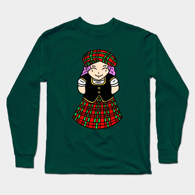 Chibi Scottish girl Long Sleeve T-Shirt by Andrew Hau